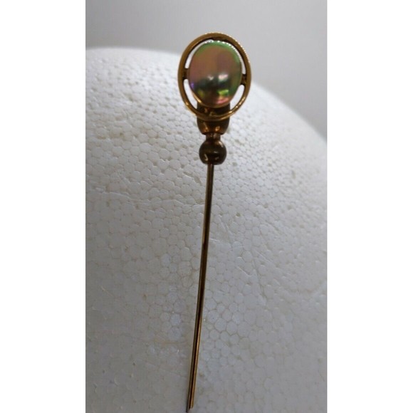 Antique Art Nouveau Goldtone Abalone/ Mother of Pearl StickPin Lapel Dress Tie